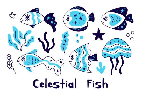 Download Celestial Fish Doodles - Premium Resources