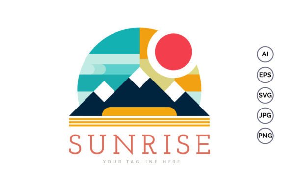 Download Mountain Sunrise Modern Geometric Logo - Premium Bundle